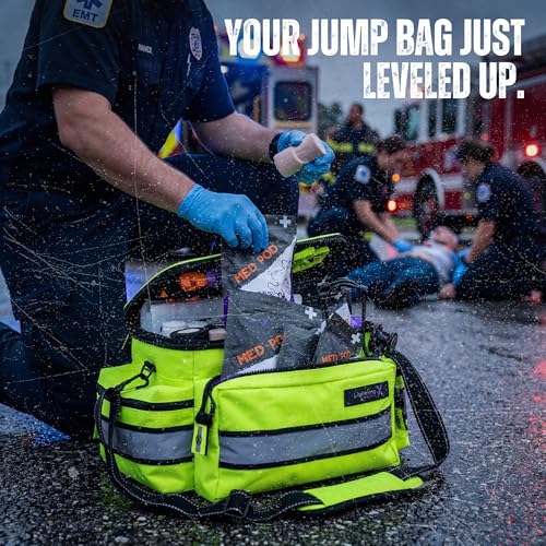 Lightning X Mid-Sized First Responder EMT Bag | LXMB25 | Fully Stocked w/ 240+ First Aid, EMS & Trauma Supplies - Fluorescent Yellow - color: Fluorescent Yellow