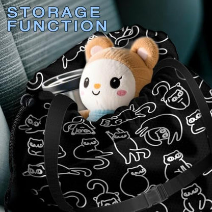 Car Trash Bag Hanging Back of Seat with Adjustable Snap Buckle Strap Cute Printed Drawstring Garbage Bags for Car-Black Cats - color: Black Cats Car Trash Bag