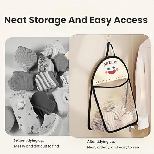 2 Pack Mesh Hanging Storage Bags, Breathable Wall Organizer for Underwear Socks and Small Items