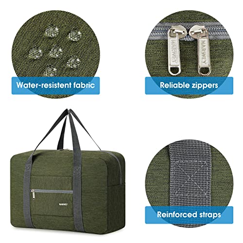 For Spirit Airlines Personal Item Bag Foldable Travel Duffel Bag Tote Carry on Luggage Duffle Overnight for Women and Men - color: 1112-Thick Series Army Green
