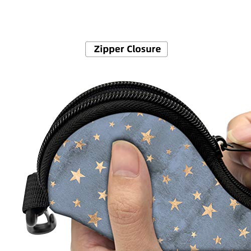 Sunglasses Soft Case with Carabiner Ultra Light Neoprene Zipper Glasses Case - color: Stars