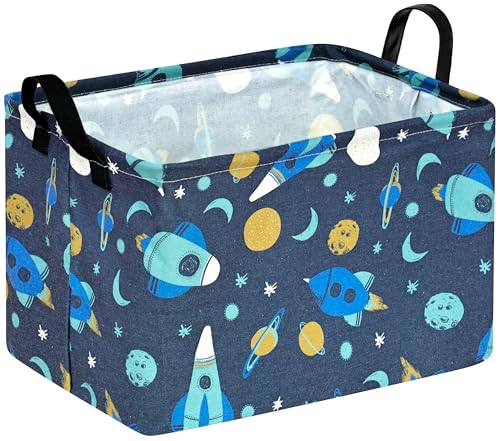 Baby Waterproof Storage Basket Toys Organizer Nursery Bins for Women Kids Hamper for Organizing Home/Dorm/Kitchen/Pet/Office/Closet/Shelf/Room Decor - color: Spacecraft