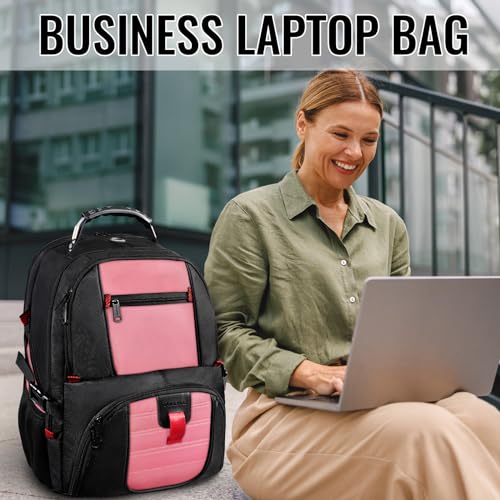 YOREPEK Large Backpack for Men, Extra Large Laptop Backpacks for Men Women, Water Resistant Travel Backpack Airline Approved Business Work Bag Fits 17 Inch Computer, Black - color: Pink, size: 17 Inch