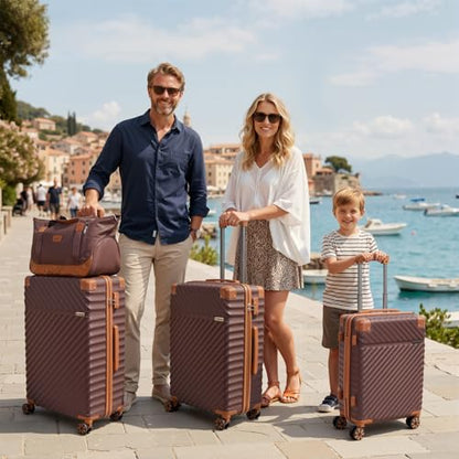 Cosbarn Luggage Sets 5 Piece with TSA Lock Spinner Wheels, Unisex Hard Case ABS Suitcase Set, Hardshell Lightweight Waterproof Travel Hardside Suitcases with Wheels for Women Men, Burgundy - color: Burgundy, size: 5 Piece Sets (20/24/28/Db/Tb)