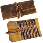 Leather Tool Roll Up Pouch - Leather Tool Wrench Roll/Chisel Bag by Rustic Town - style: 12 Slots(Large)