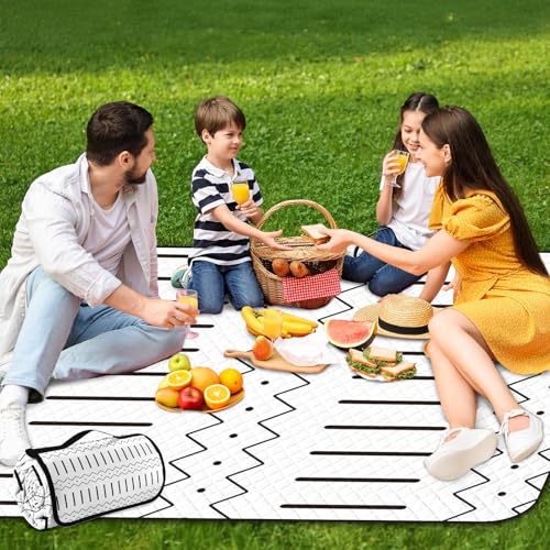 Waterproof Picnic Outdoor Blanket, 79" x 59" Sandproof Foldable Large Picnic Blanket for Beach, Camping, Park, Travel, Concert, Great Gift for Families and Couples (Simple Lines) - color: Simple Lines 02