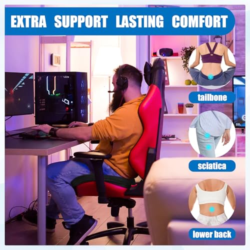 BALAPET Ultra Soft Gaming Chair Cushion for Long Sitting Gamers,Tailbone Pain Reduce Cushion for Office Chair(Black) - color: Black