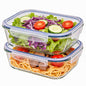 Liuruiyu 2 Pack 2260ml/76.4oz Glass Food Storage Containers with Lids, Meal Prep Containers, Airtight Bento Boxes with Leak Proof Locking for Microwave, Oven, Freezer and Dishwasher, BPA Free - color: 2 Pack-76.4oz