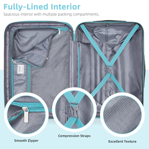 LARVENDER Carry on Luggage 22x14x9 Airline Approved Hardshell Suitcase with Wheels TSA Lock, PC+ABS Lightweight Suitcase Set for Women with Travel Backpack, Cotton Candy, 3 Piece Set - color: Cotton Candy-20BP, size: 3 Piece Set (Backpack/TB/20)
