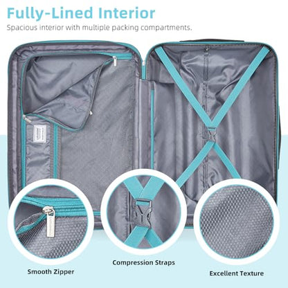 LARVENDER Carry on Luggage 22x14x9 Airline Approved Hardshell Suitcase with Wheels TSA Lock, PC+ABS Lightweight Suitcase Set for Women with Travel Backpack, Cotton Candy, 3 Piece Set - color: Cotton Candy-20BP, size: 3 Piece Set (Backpack/TB/20)