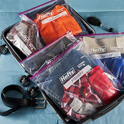 Hefty Slider Jumbo Storage Bags, 12 Count, 2.5 Gallon Extra Large Storage Bags for Bulk Leftovers, Travel Clothes, Shoes, Office Supplies, and More, Writable Label, Secure Zip and Click Closure - size: 12 Count (Pack of 1)