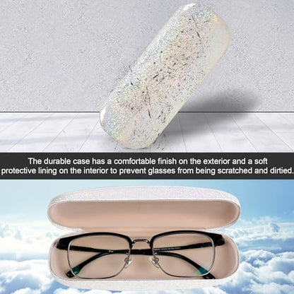 Joyberg Glasses Case, 2 Pack Eyeglass Case with Cleaning Cloth, Glasses Case Hard Shell Fits Most Glasses - color: Bright White