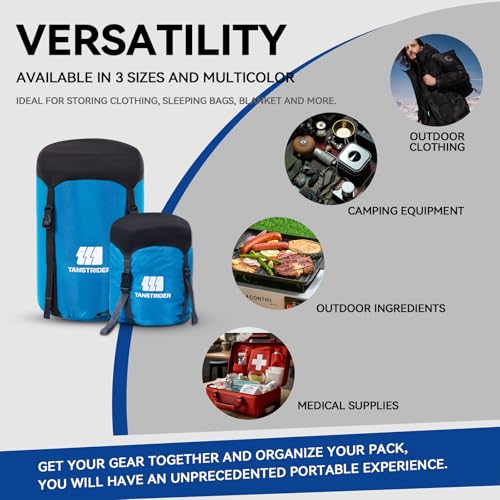 Compression Stuff Sack, Sleeping Bag Stuff Sack - Blue 16L/20L/29L Water Resistant Ultralight Lightweight Nylon Space Saving Storage Sack for Camping Hiking Travel Outdoor Backpacking - color: M-Blue