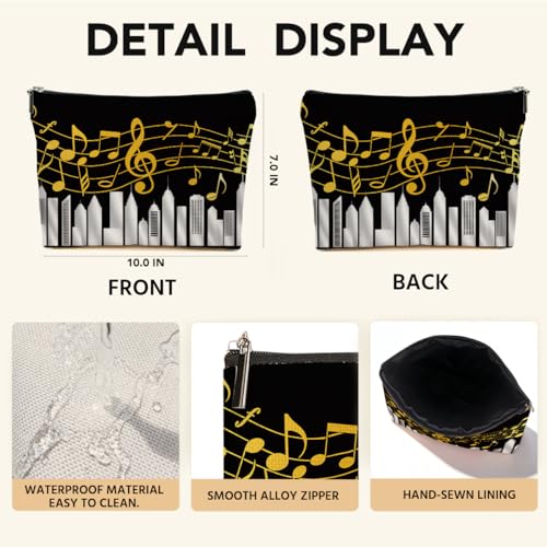 JIUWEIHU Piano Keys Makeup Bag, Musical Cosmetic Bags Travel Organizer Bag Zipper Pouch, Christmas Birthday Gifts for Pianist Music Lover Women Friend Colleague Sister Musicians - color: Multicolor 0064