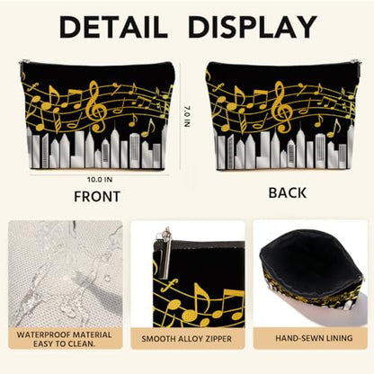 JIUWEIHU Piano Keys Makeup Bag, Musical Cosmetic Bags Travel Organizer Bag Zipper Pouch, Christmas Birthday Gifts for Pianist Music Lover Women Friend Colleague Sister Musicians - color: Multicolor 0064