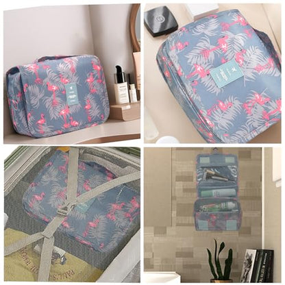L & FY Hanging Travel Toiletry Bag Women's Cosmetic Organizer Makeup Pouch Men's Shaving Kits With Handle (Pink Flamingo) - color: Pink Flamingo, size: Compact Size
