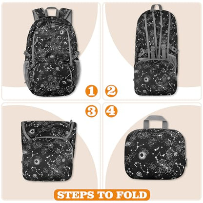 ZOMAKE Lightweight Packable Backpack 30L, Foldable Hiking Backpacks Water Resistant Compact Folding Daypack for Travel(Starry sky print) - color: Starry Sky Print