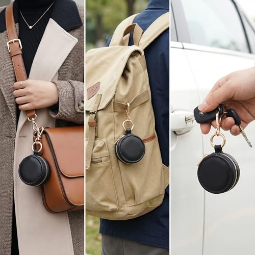 Portable Ring Holder Keychain, Mini Sports Jewelry Holder Box, Small Travel Ring Earring Stud Necklace Storage Case (Black) - color: Black