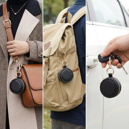 Portable Ring Holder Keychain, Mini Sports Jewelry Holder Box, Small Travel Ring Earring Stud Necklace Storage Case (Black) - color: Black