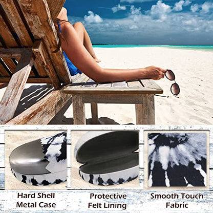 MyEyeglassCase® Large Hard Sunglasses Case | fits Large curved Sunglasses, with microfiber bag and cleaning cloth - color: White/ Black