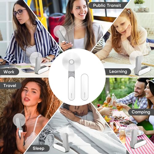 Portable mini handheld Fan, small Rechargeable Personal Fan for 9-15 Hours Runtime, Pocket Design for Travel/Women Essentials/vacation/beach/vacation/airplane/disney - color: White