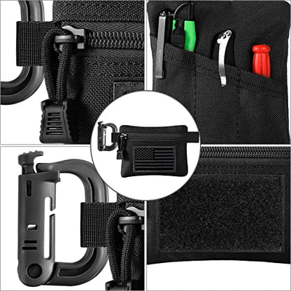 FRTKK 2 Pack Tactical Compact EDC Pouches Military Molle Utility Pouch Accessories Organizer Pouch Coin Purse Keychain Pocket Credit Card Holder Waist Pack - color: Black 3