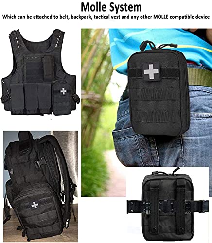First Aid Pouch Empty Small, Tactical Molle EMT Pouch Compact Medical IFAK Rip Away Untility Bag Pouches - color: Black