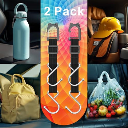 Car Seat Headrest Hooks, 2 Packs | S-Shaped Heavy-Duty Metal Hooks, Headrest Hooks, Safe and Anti Robbery - style: DS2