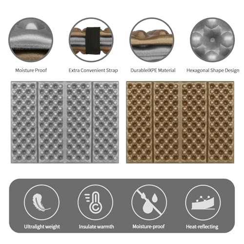 FOCHIER F Stadium Seat Pad, Camping Foam Pad, Foldable Z Stadium Seat Cushion Insulated Sitting Pad for Camping Backpacking Stadium Outdoor Picnic, Hiking, Mountaineering,Bleachers - color: Iron Grey 1PC