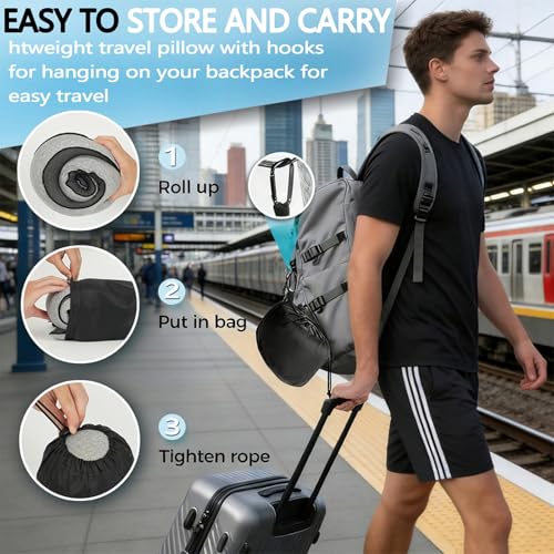 Travel Neck Pillow- 360° Ergonomic Memory Foam Travel Neck Pillow Airplane,Premium Breathable Relief Neck Pain for Long Flights,Car & Office (Gray) - color: Gray