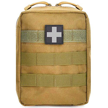 First Aid Pouch Empty Small, Tactical Molle EMT Pouch Compact Medical IFAK Rip Away Untility Bag Pouches - color: TAN