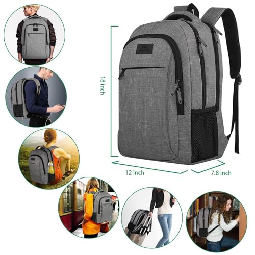 MATEIN Travel Laptop Backpack, Business Anti Theft Slim Sturdy Laptops Backpack Personal Item Bag, Water Resistant College School Computer Bag Gift for Men & Women Fits 15.6 Inch Notebook, Grey - color: Austere Grey, size: 15.6 Inch