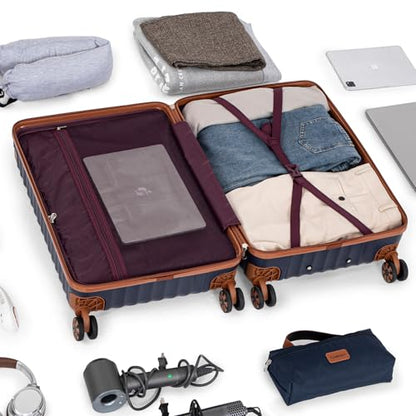 Cosbarn Luggage Sets 5 Piece with TSA Lock Spinner Wheels, Unisex Hard Case ABS Suitcase Set, Hardshell Lightweight Waterproof Travel Hardside Suitcases with Wheels for Women Men, Dark Blue - color: DarkBlue, size: 5 Piece Sets (20/24/28/Db/Tb)