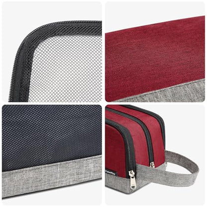 Yeiotsy Men's Travel Toiletry Bag – Small Dopp Kit with Mesh Pockets & 3 Compartments, Durable Shaving Organizer for Gym, Camping & Weekend Trips - color: Red