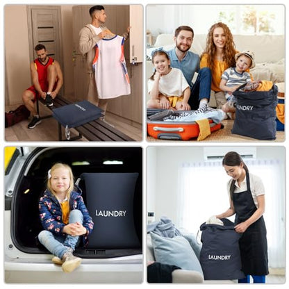 WiseBoy 2 Pack Laundry Bags, Travel Laundry Bag for Dirty Clothes, Washable Nylon Wet Dry Bag, Swimming Yoga Bathing Suit Workout Wet Dry Bags - color: Navy Blue/Pink