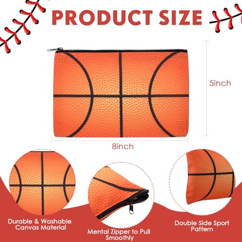 Eccliy 20 Pcs Basketball Makeup Bags Bulk Sport Team Gifts Basketball Cosmetic Bag Accessories for Women Toiletry Zipper Pouch Travel Canvas Gifts Stuff for Party Team Players Lover - size: 8 x 5 Inch, style: Basketball