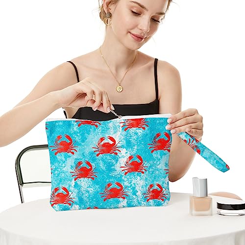 Fokongna Wet Bag, Travel Makeup Bag, Wet Dry Bag, Wet Bag for Swimsuit, Beach Pool Diapers Dirty Yoga Gym Clothes Zipper Pouch for Women Sister Friends Wet Bag Ocean Sea Shells Beach Starfish.349 - color: Crab