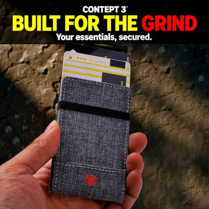 RFID Minimalist Slim Wallet for Men and Women, Holds Up to 12 Cards, Cash, Key Thin and Lightweight Credit Card Holder, Grey Ballistic Nylon - color: Grey Canvas