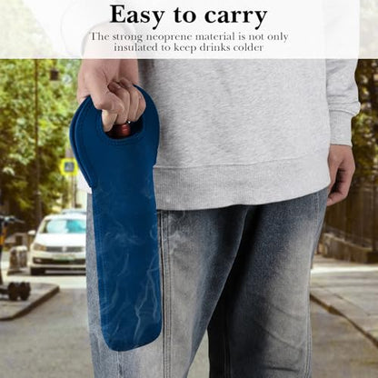 Linkidea Wine Bottle Travel Carrier & Cooler Bag, Wine Carrying Tote Picnic Cooler, Water Drinks Beer Insulated Neoprene Hand Bag for Travel with Secure Carry Handle (Blue), Blue, X-Large, Modern