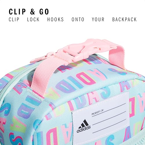 adidas Santiago Lunch Bag Cooler for Women and Men, Insulated Food Container Box with Mesh Pocket, Hall Pass Semi Flash Aqua/Pink Spark/3.0, One Size - color: Preloved Crimson/Rose Gold/3