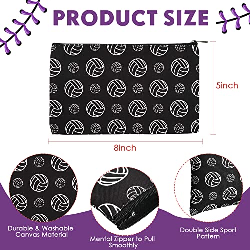 Eccliy 20 Pcs Volleyball Makeup Bags Bulk Sport Team Gifts Volleyball Cosmetic Bag Accessories for Women Toiletry Zipper Pouch Travel Canvas Gifts Stuff for Team Party Players - size: 8 x 5 Inch, style: Volleyball