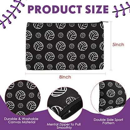 Eccliy 20 Pcs Volleyball Makeup Bags Bulk Sport Team Gifts Volleyball Cosmetic Bag Accessories for Women Toiletry Zipper Pouch Travel Canvas Gifts Stuff for Team Party Players - size: 8 x 5 Inch, style: Volleyball