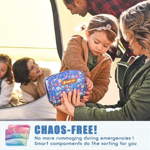 EVERLIT Care Rescue Pack | Family-Friendly First Aid Kit for Kids with 200 Pcs Medical Supplies | Travel-Friendly Compact Storage Bag for Home, Car, Travel, Camping, Adventure (Playground) - color: Playground