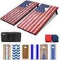 GoSports Portable Cornhole Sets, 8 Styles – Choose 4 x 2 ft or 3 x 2 ft - Boards Include 8 Bean Bags, Travel Case, and Game Rules - style: 4 x 2 ft American Flag