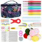 Aeelike Crochet Kit for Beginners Adults, Full Crochet Starter Set with Yarn, Include 9pcs Ergonomic Crochet Hooks 2.0-6.0 mm, 12pcs Lace Crochet Hooks 0.6-1.9 mm, Portable Crochet Hook Set with Case - color: blue leaves
