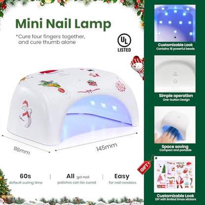 Beetles 80 Pcs Christmas Gel Nail Polish Kit with U V Light - 55 Color Gel Nail Kit Gifts for Women Soak Off Color Enchantment Winter Red Nails Art Home DIY Salon Beginners Manicure Set - color: Christmas Gel Nail Kit