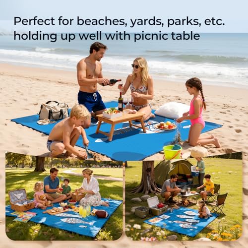 Large Size Beach Mat 75"x75" – Outdoor Picnic Blanket, Waterproof Sand Mat for Camping, Grass & Travel, Portable Foldable Ground Mat with Bag