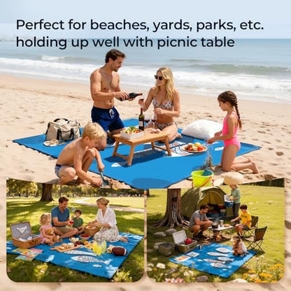 Large Size Beach Mat 75"x75" – Outdoor Picnic Blanket, Waterproof Sand Mat for Camping, Grass & Travel, Portable Foldable Ground Mat with Bag