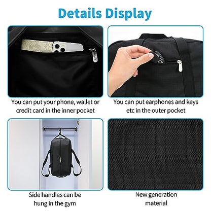 Apenze Small Gym Bag 14 inch lightweight Carry On Mini Duffel Bag for Travel Sport - Black - color: Black