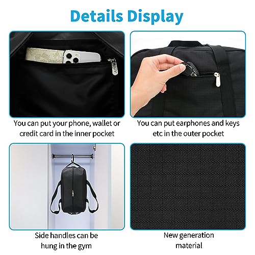 Apenze Small Gym Bag 14 inch lightweight Carry On Mini Duffel Bag for Travel Sport - Black - color: Black